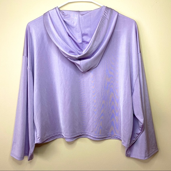 Lavender Oversized Satin Stretch Hoodie, Size S - Picture 5 of 5